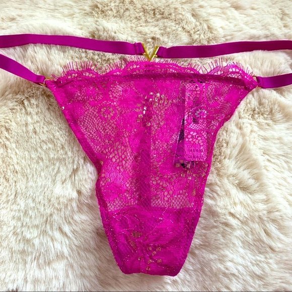 XS Victoria's Secret Love V-String Very Sexy Thong Panty Lace Mesh Underwear - Picture 2 of 10